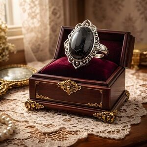 Victorian Style Black Stone Ring
